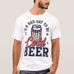 Lustiges patriotisches kaltes Bier Vintage-Vector- T-Shirt