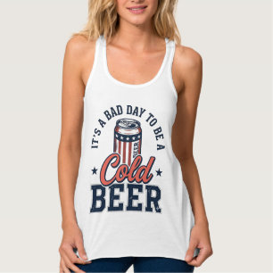Lustiges patriotisches kaltes Bier Vintage-Vector- Tank Top