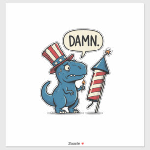 Lustiges patriotisches T-Rex-Feuerwerk-Shirt-Desig Aufkleber