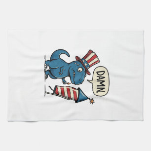Lustiges patriotisches T-Rex-Feuerwerk-Shirt-Desig Geschirrtuch