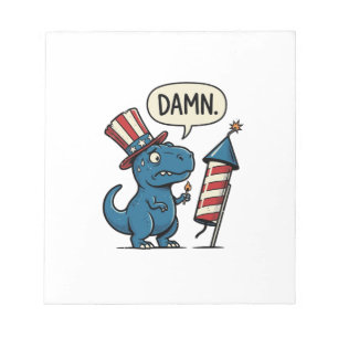 Lustiges patriotisches T-Rex-Feuerwerk-Shirt-Desig Notizblock