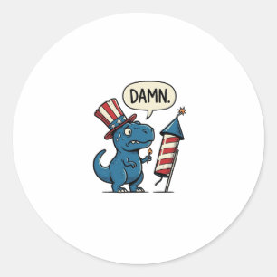 Lustiges patriotisches T-Rex-Feuerwerk-Shirt-Desig Runder Aufkleber