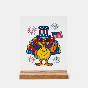 Lustiges patriotisches Truthahn-Feuerwerk Vintage- Acrylschild