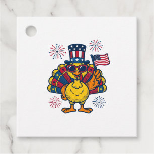 Lustiges patriotisches Truthahn-Feuerwerk Vintage- Geschenkanhänger
