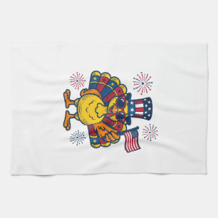 Lustiges Patriotisches Truthahn Feuerwerk Vintage- Geschirrtuch