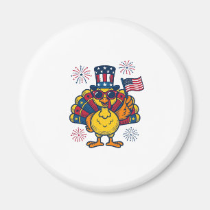 Lustiges patriotisches Truthahn-Feuerwerk Vintage- Magnet