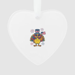 Lustiges Patriotisches Truthahn Feuerwerk Vintage- Ornament