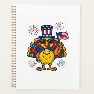 Lustiges Patriotisches Truthahn Feuerwerk Vintage- Planer