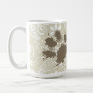 Lustiges Pawprint auf Ecru Paisley Tasse