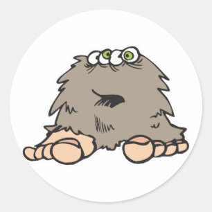 lustiges pelziges Bigfoot-Monster Runder Aufkleber