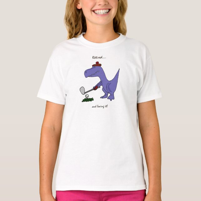 Lustiges pensioniertes T-Rex Dinosaurier-Golf T-Shirt (Vorderseite)