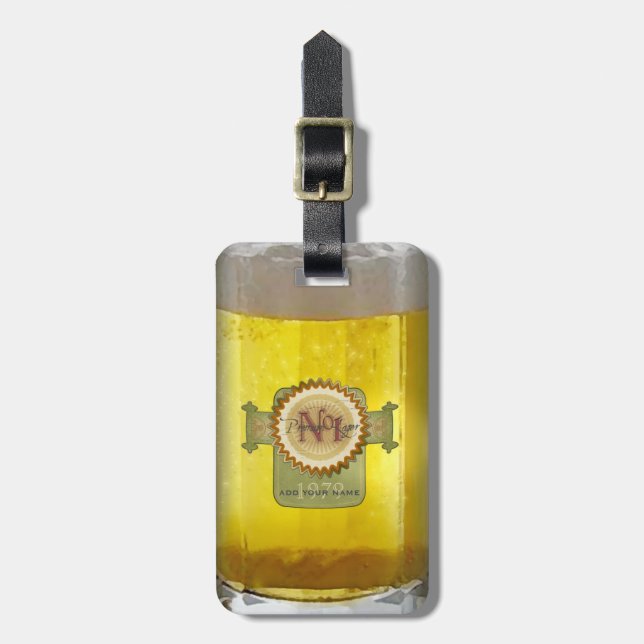 Lustiges personalisiertes Bier-Glas Gepäckanhänger (Vorderseite vertikal)