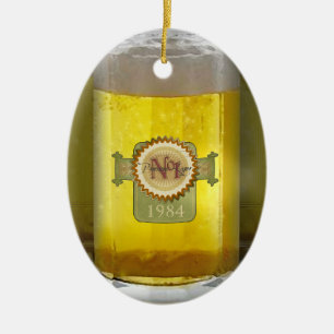 Lustiges personalisiertes Bier-Glas Keramik Ornament
