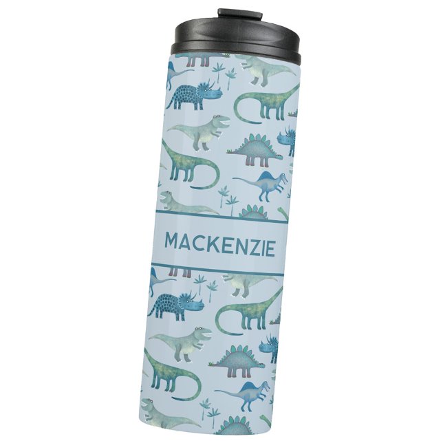 Lustiges personalisiertes Dinosaurier-Muster Thermosbecher (Personalized name fun dinosaur pattern thermal tumbler)