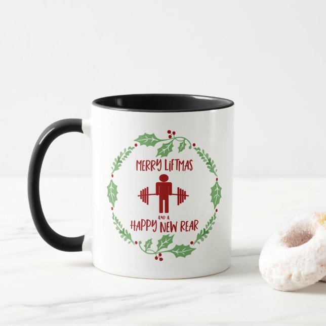 Lustiges persönliches Trainer-Fitness-Weihnachten Tasse (Mit Donut)