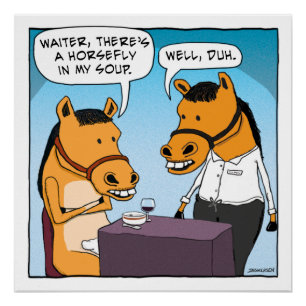 Lustiges Pferd beschwert sich über Bremse in der Poster