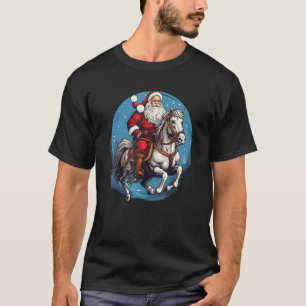 Lustiges Pferd hilft dem Weihnachtsmann, um Weihna T-Shirt