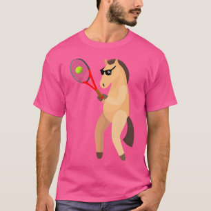 Lustiges Pferd mit Sonnenbrille beim Tennisspielen T-Shirt