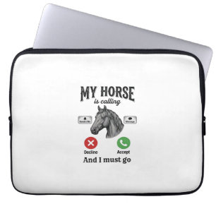 Lustiges Pferd ruft Vintage-Stich T-Shirt_1 Laptopschutzhülle