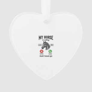 Lustiges Pferd ruft Vintage-Stich T-Shirt_1 Ornament