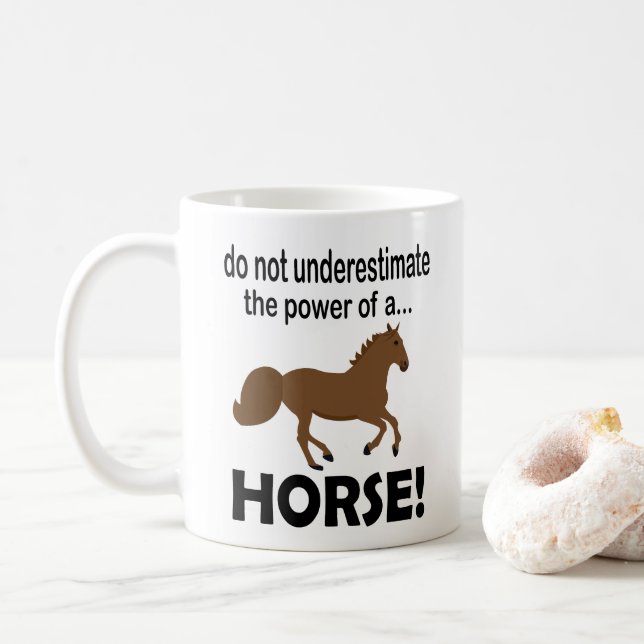 Lustiges Pferd Tier  Kaffeetasse (Mit Donut)