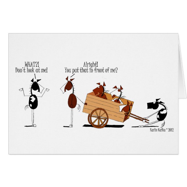 Lustiges Pferd vor dem Wagen-Cartoon (Vorderseite (Horizontal))