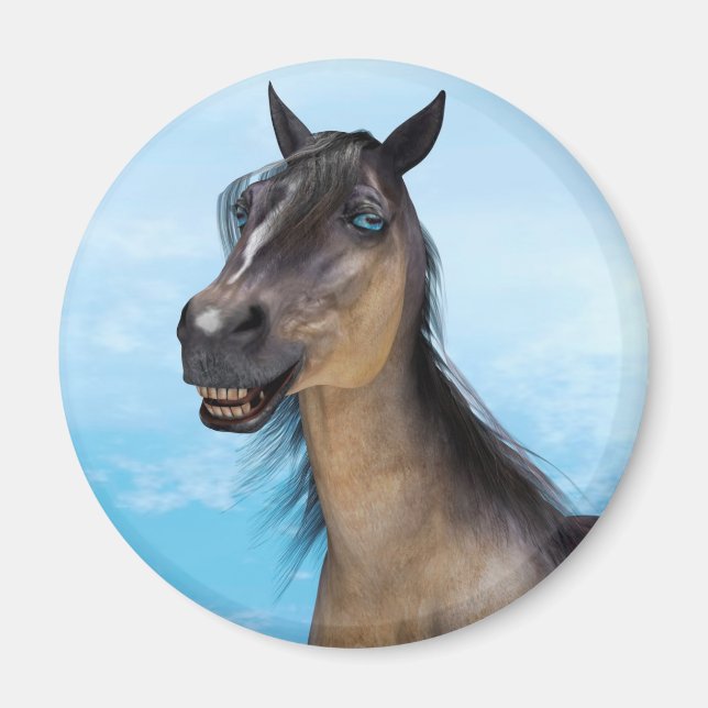 Lustiges Pferdelächeln-Porträt-Kunst Magnet (Vorne)