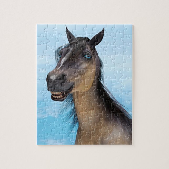 Lustiges Pferdelächeln-Porträt-Kunst Puzzle (Vertikal)