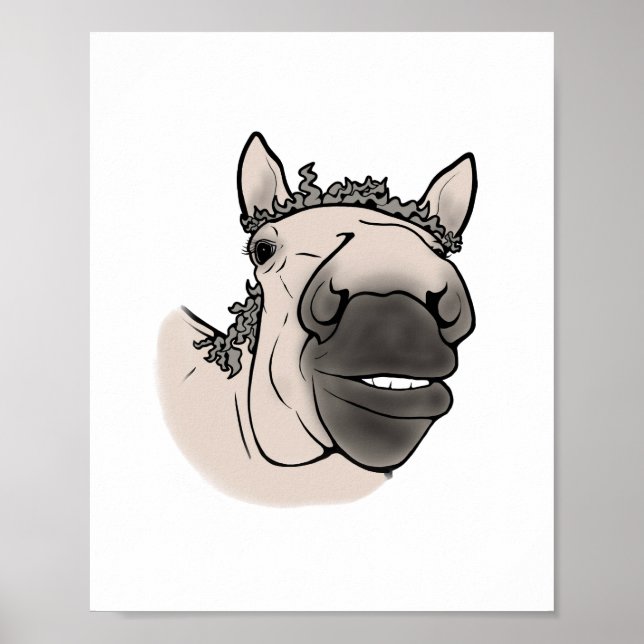 Lustiges Pferdeporträt | Whimsical Equestrian Poster (Vorne)