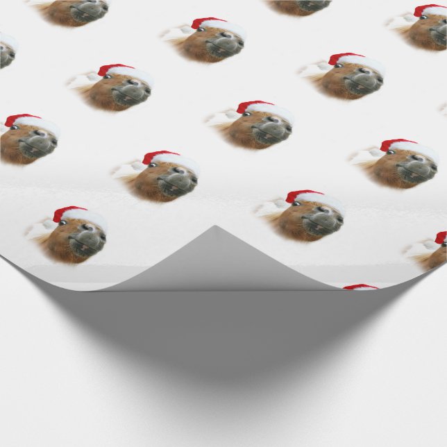 Lustiges Pferdweihnachten Geschenkpapier (Ecke)