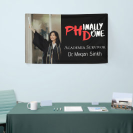 Lustiges PHD-Abschlusszitat Phinally done Foto Banner