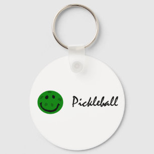 Lustiges Pickleball grünes Gesicht Schlüsselanhänger