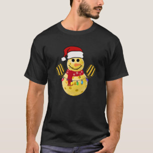 Lustiges Pickleball-Weihnachts-Schneemann-T-Shirt- T-Shirt