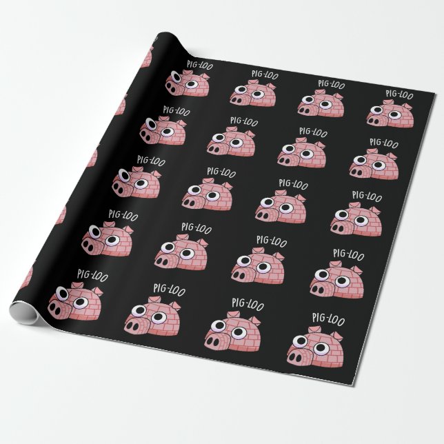 Lustiges Pig-loo-Iglu-Wortspiel dunkler Hintergrun Geschenkpapier (Ungerollt)