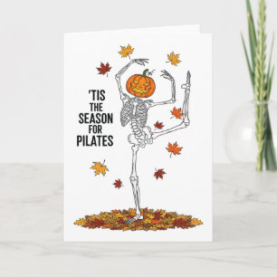 Lustiges Pilates Skelett Kürbis Yoga Halloween Her Karte