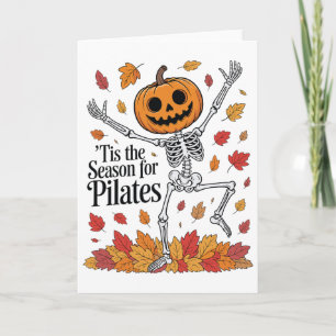 Lustiges Pilates Skelett Kürbis Yoga Halloween Her Karte