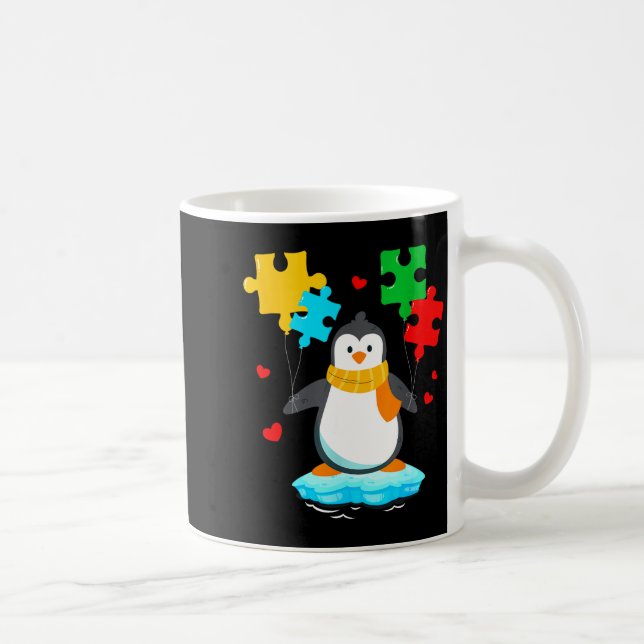 Lustiges Pinguin-Puzzle Autismus-Bewusstseinsmonat Kaffeetasse (Rechts)
