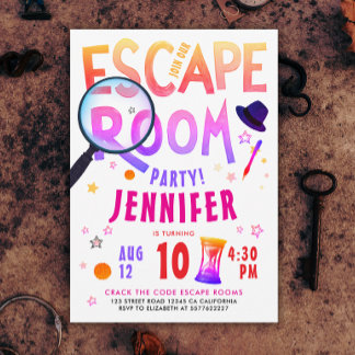Lustiges Pink-Escape-Room-Spiel Schnitzeljagd Fett Einladung