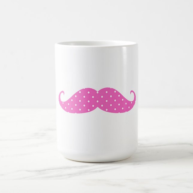 Lustiges Pink-Girly Tupfen-Schnurrbart Kaffeetasse (Mittel)