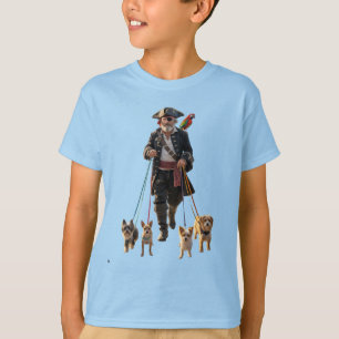 Lustiges Piraten-Hundeausführer-Kinder-T-Shirt T-Shirt