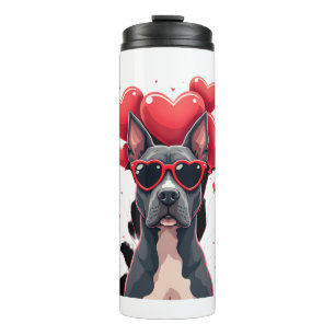 Lustiges Pitbull-Herz Valentinstag Hund Papa Mama  Thermosbecher