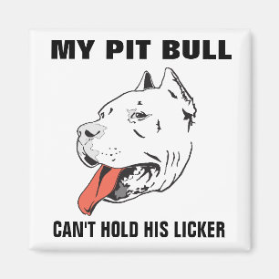 Lustiges Pitbull kann seinen Licker Magneten nicht Magnet