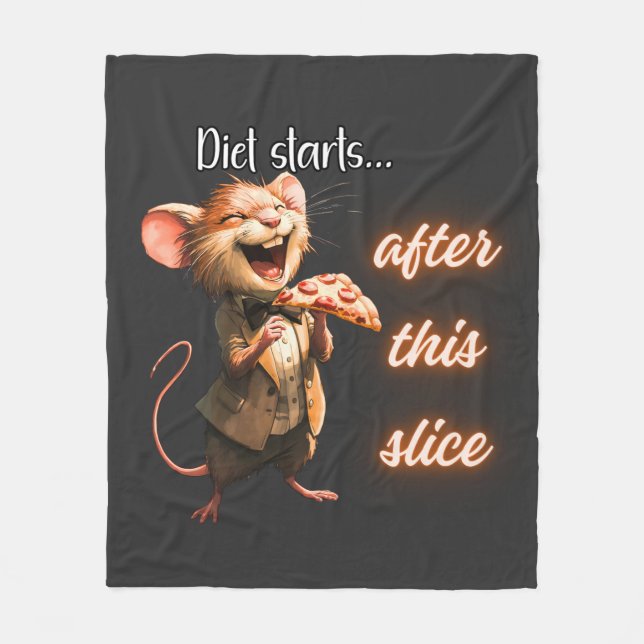 Lustiges Pizza-Diät-Maus-Design Fleecedecke (Vorderseite)