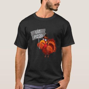 Lustiges Pizza Essen Truthahn Erntedankfest Vegan T-Shirt