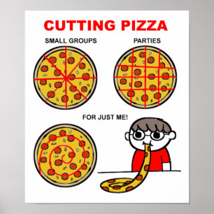 Lustiges Pizza-Schneiden Poster