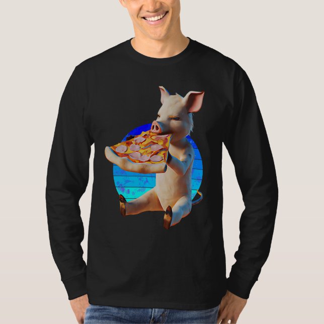 Lustiges Pizza Schwein T-Shirt (Vorderseite)