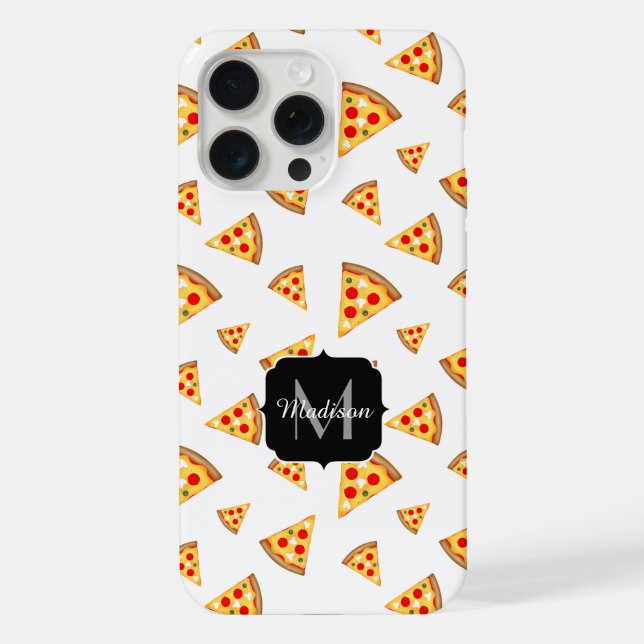 Lustiges Pizzastücke Muster individuelle Monogramm iPhone Hülle (Rückseite)