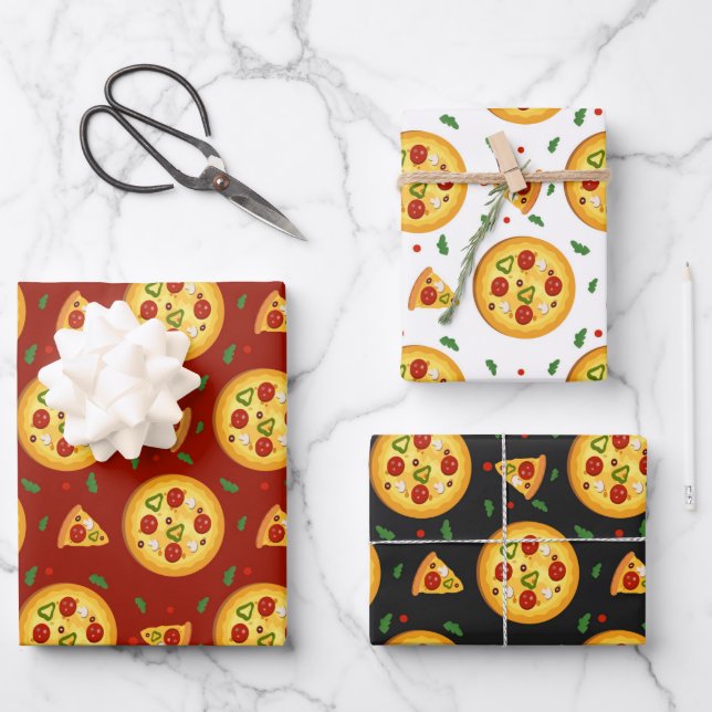 lustiges Pizzastuppchen Geschenkpapier Set (Vorderseite)