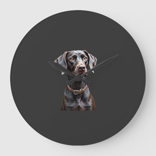 Lustiges Pointer-Shirt Pointer-Mama Papa Hunde-Lie Große Wanduhr (Vorderseite)