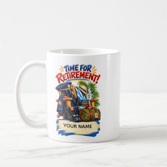 Lustiges Polizeiruhestands-Geschenk Kaffeetasse (Links)
